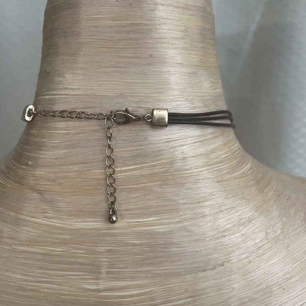 🔴 necklace with 3 strand leather chain. 16.5 -19.5” - Picture 3 of 4